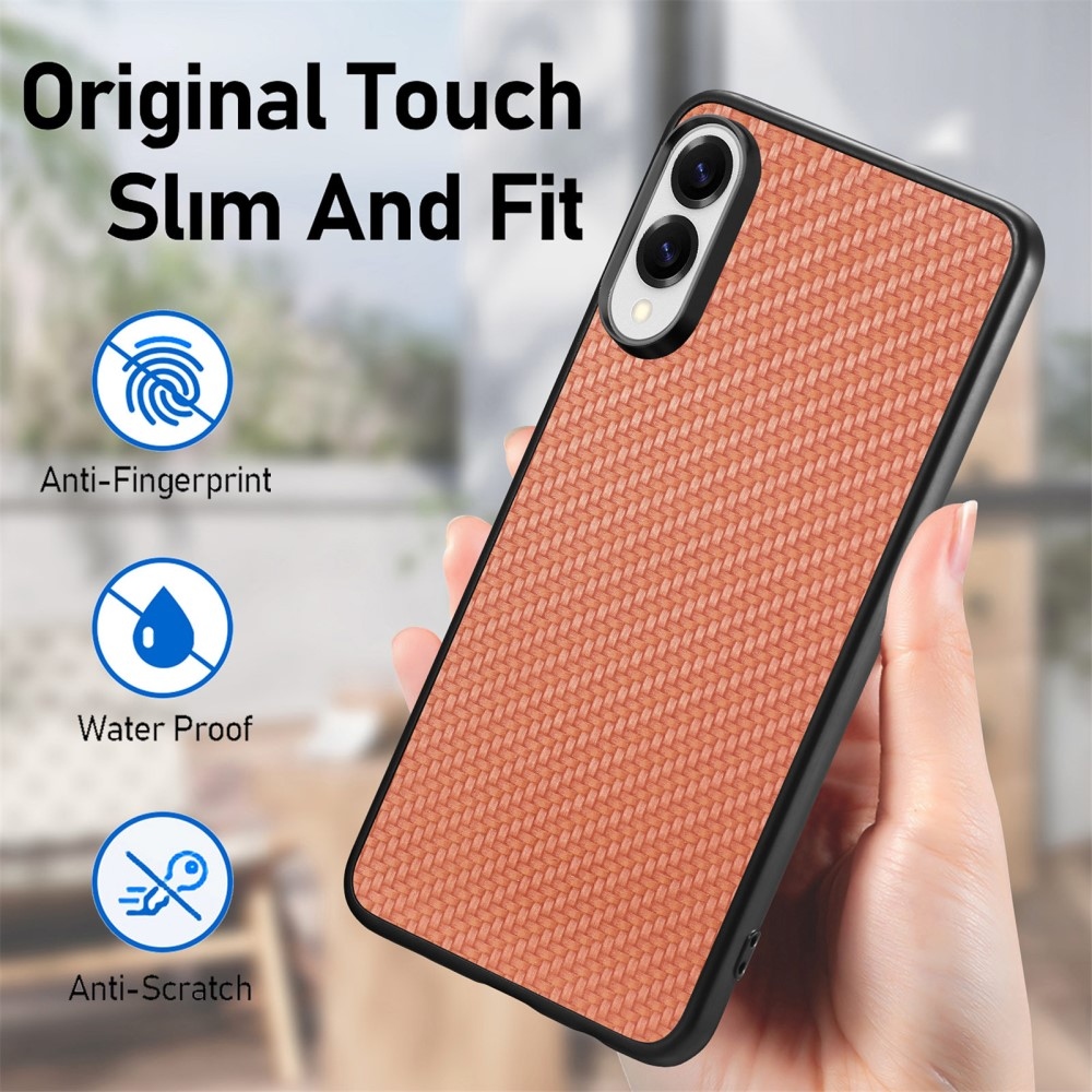 Zselés tok műbőrrel és kemény hátlappal Samsung Galaxy S25 Edge készülékhez - barna