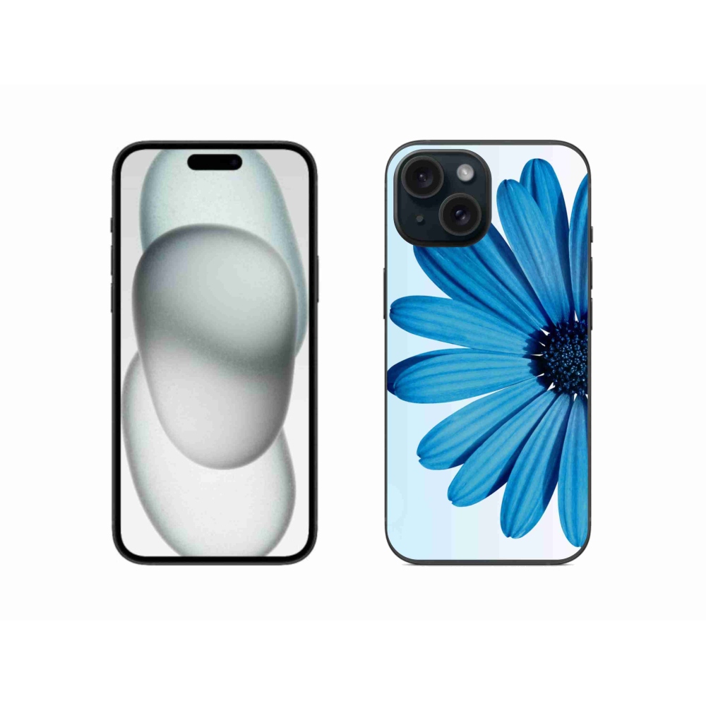 Gél tok mmCase iPhone 15 készülékhez - kék százszorszép