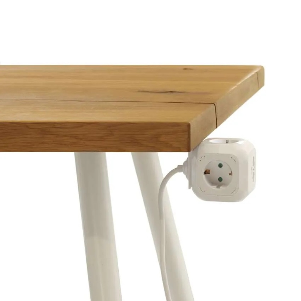 Hosszabbító kábel - kocka 1,9 m / 4 aljzat / fehér / PVC / USB-vel / 1,5 mm2