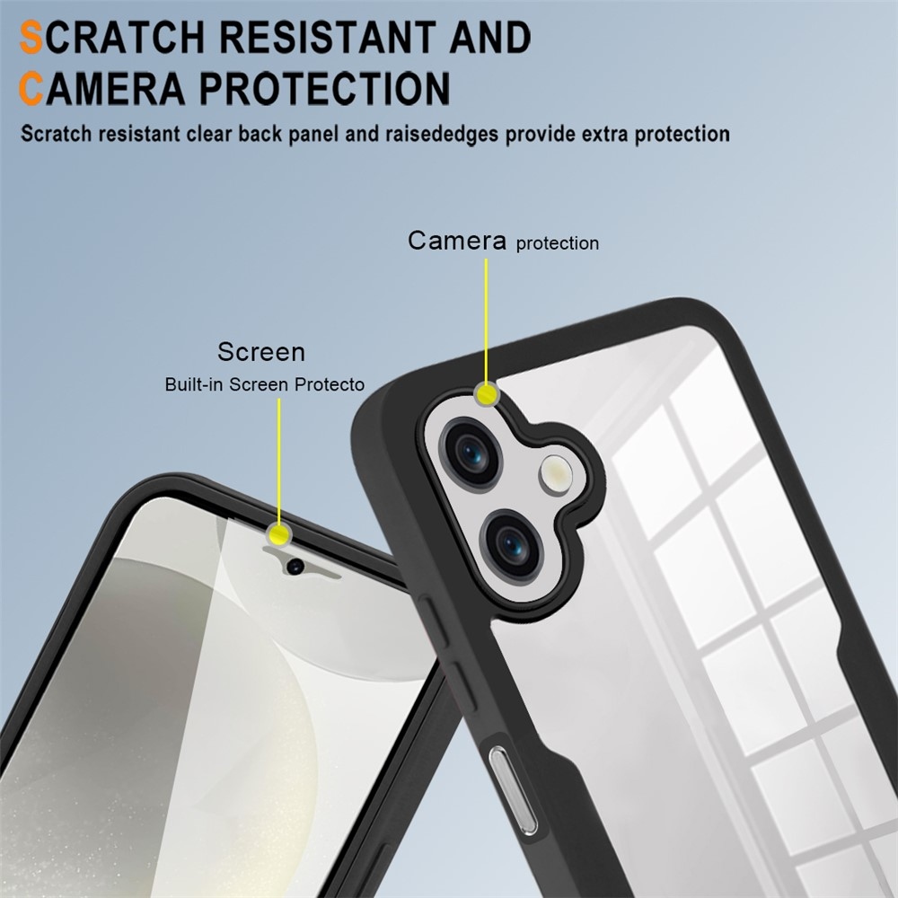 Akril zselés tok a Samsung Galaxy A07 4G képernyővédő keretével - fekete