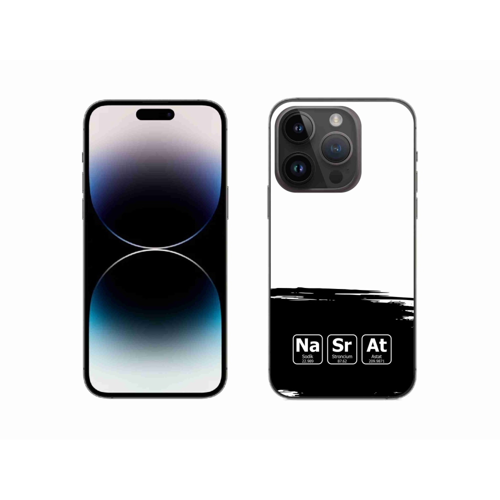 Gél borítás mmCase iPhone 14 Pro 6.1 készülékhez - kémiai elemek fekete és fehér háttérrel