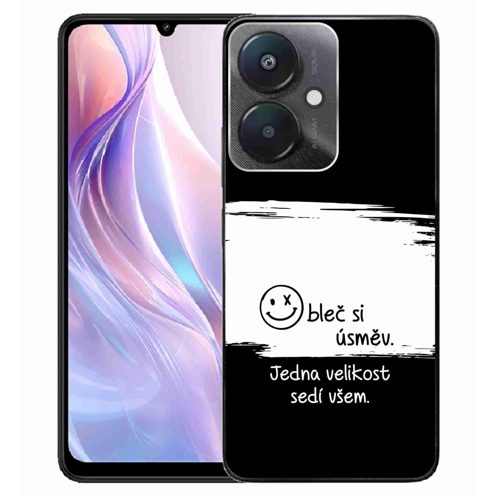 Gél borító mmCase a Xiaomi Redmi 13C 5G számára - vicces szöveg 8 fehér és fekete háttérrel