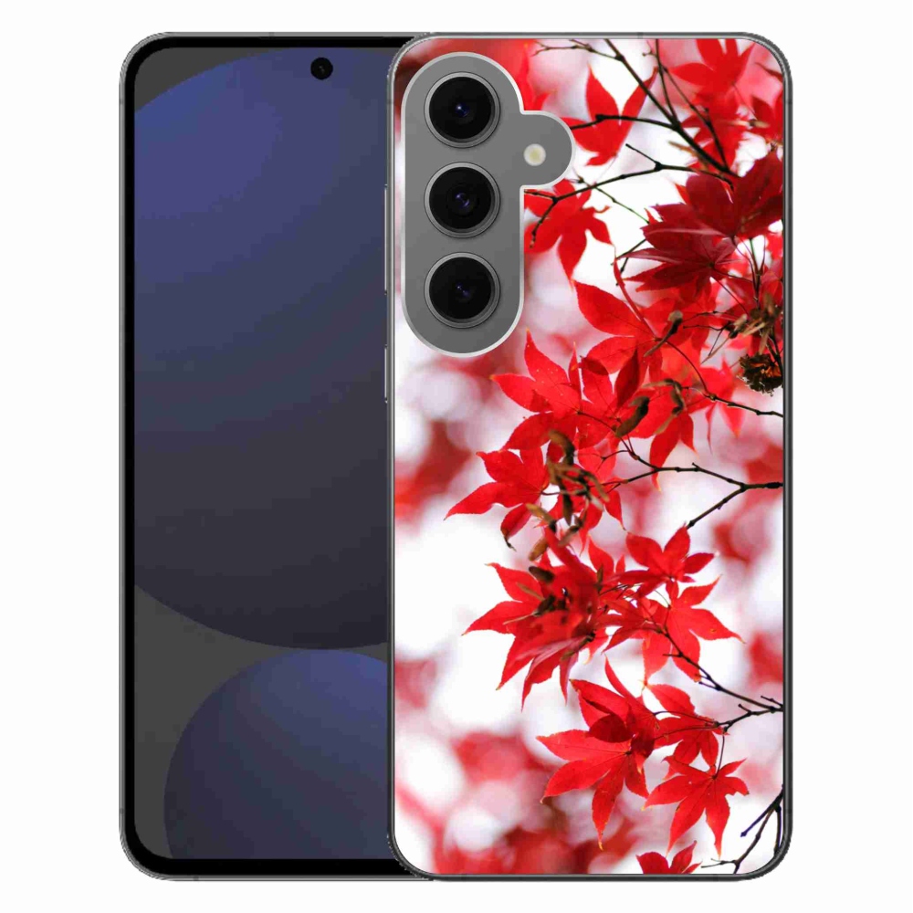 Zselés borítás mmCase Samsung Galaxy S24 FE készülékhez - piros levelek