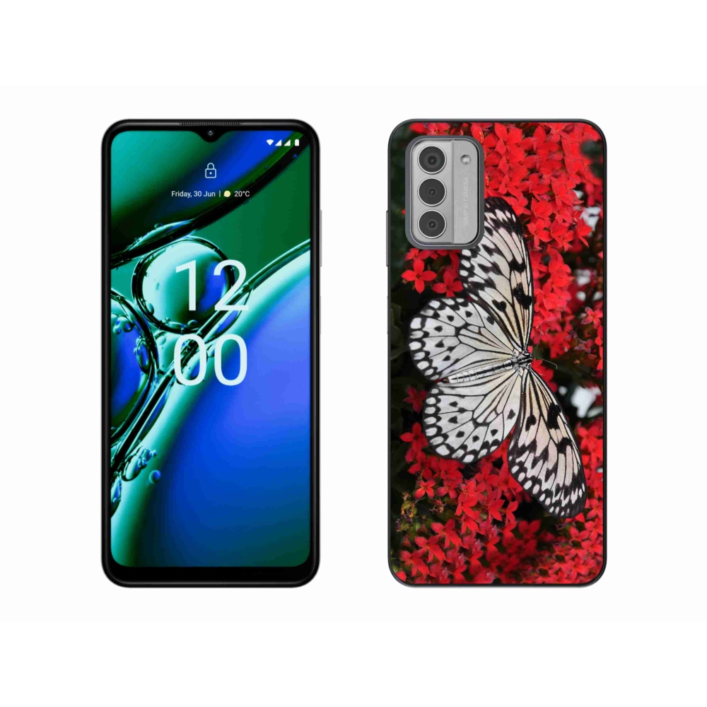 Zselés tok mmCase a Nokia G42 készülékhez - fekete-fehér pillangó 1