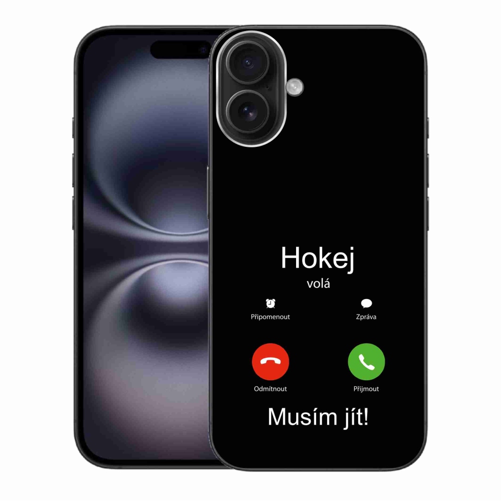 Gél borítás mmCase iPhone 16 Plus készülékhez - hokihívások fekete háttérrel