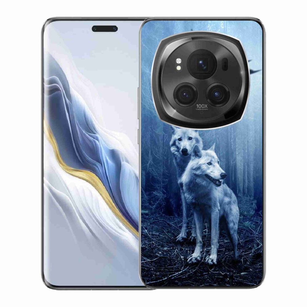 Zselés borítás mmCase a Honor Magic 6 Pro 5G számára - farkasok az erdőben