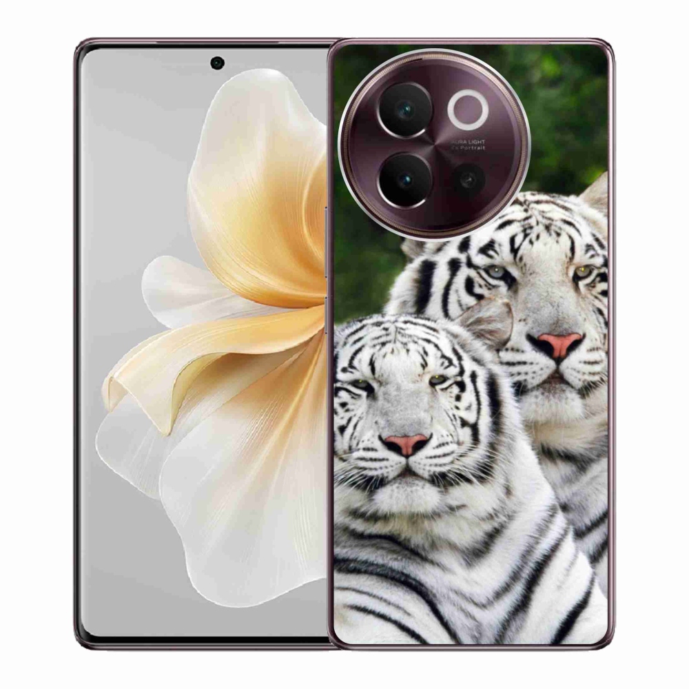 Gél tok mmCase a Vivo V40 Lite 5G-hez - fehér tigrisek