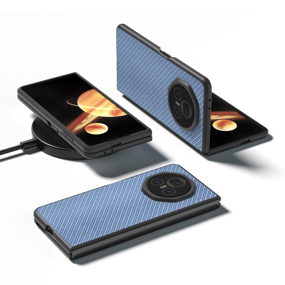 Karbon műanyag tok műbőrrel Honor Magic V3-hoz - világoskék