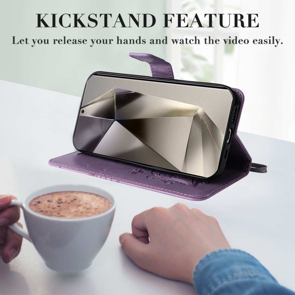 Nagy pillangó könyv tok Samsung Galaxy S25 Ultra készülékhez - lila