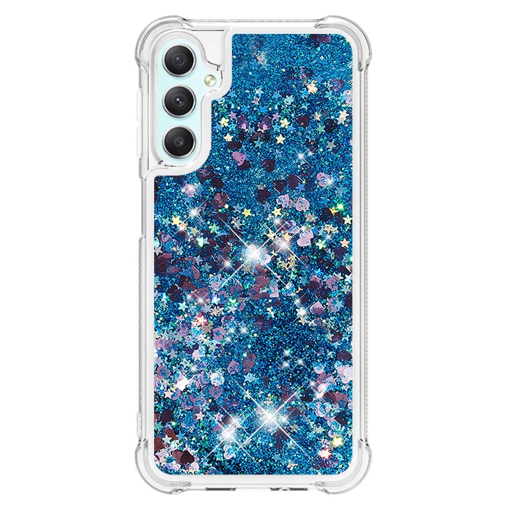 Glitter homokóra zselés tok Samsung Galaxy A24 készülékhez - kék/szívek