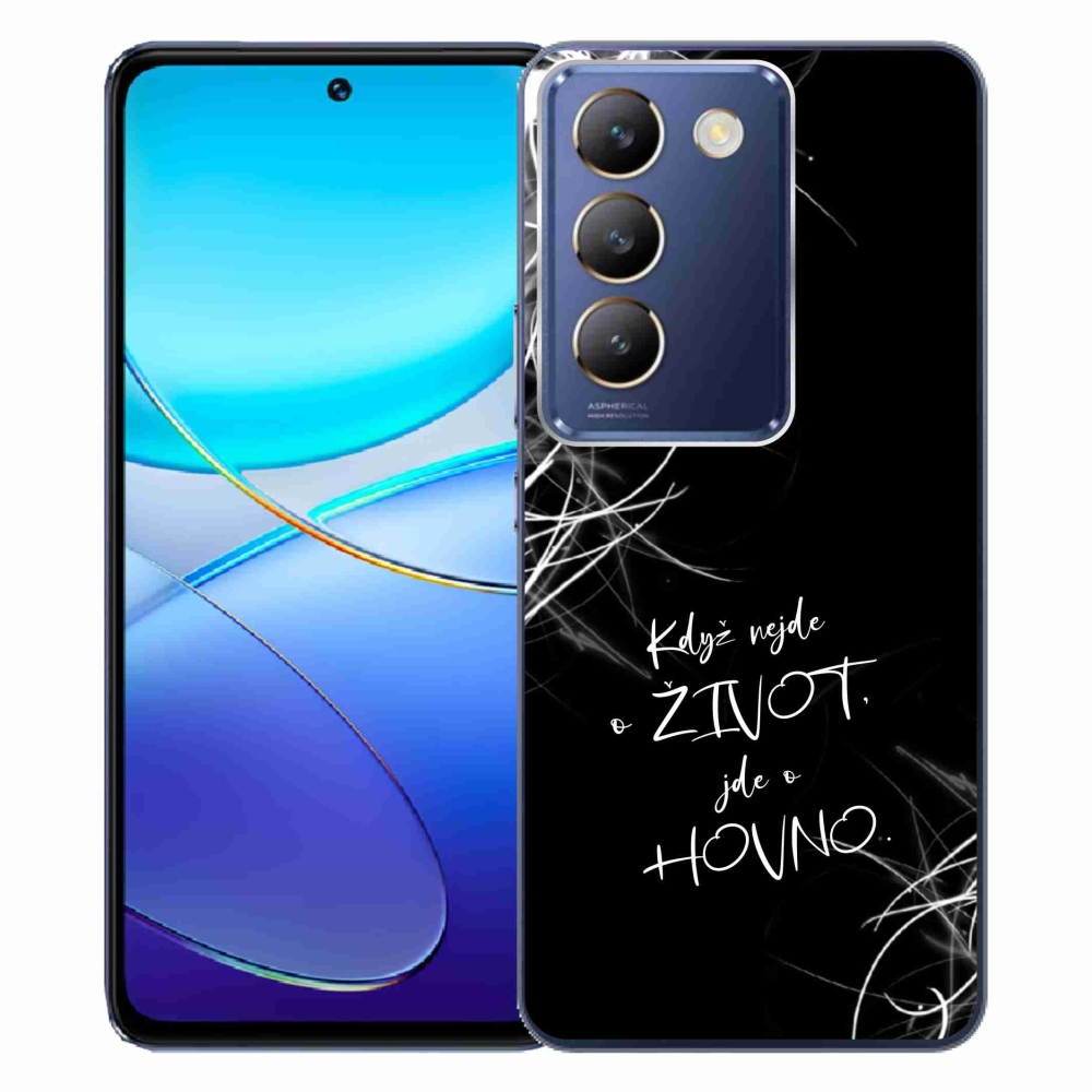 Gél borító mmCase a Vivo V40 SE 4G/5G készülékhez - vicces szöveg 16 fekete háttérrel