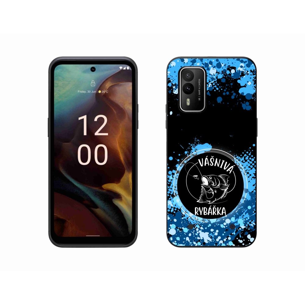 Zselés borítás mmCase a Nokia XR21 készülékhez - szenvedélyes halásznő fekete háttérrel