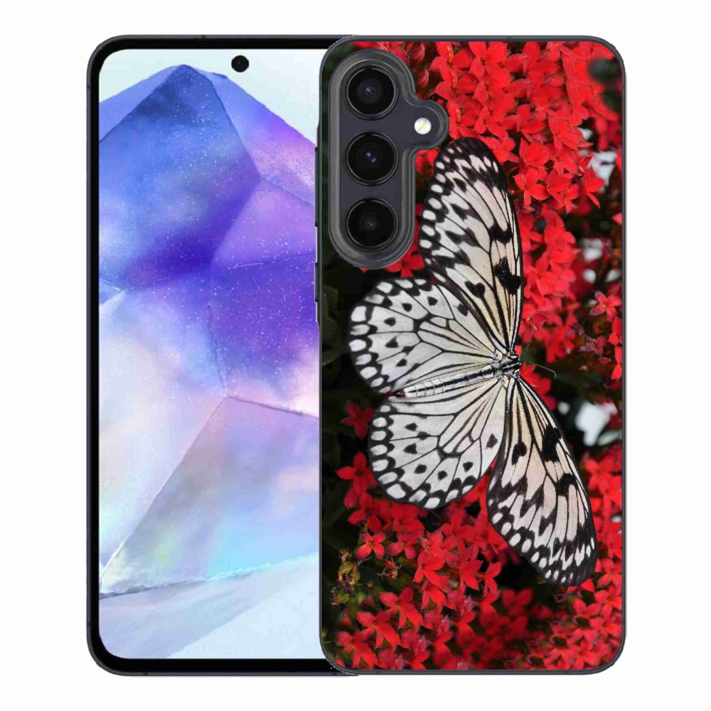 Gél védőhuzat mmCase Samsung Galaxy A55 5G - fekete-fehér pillangó 1