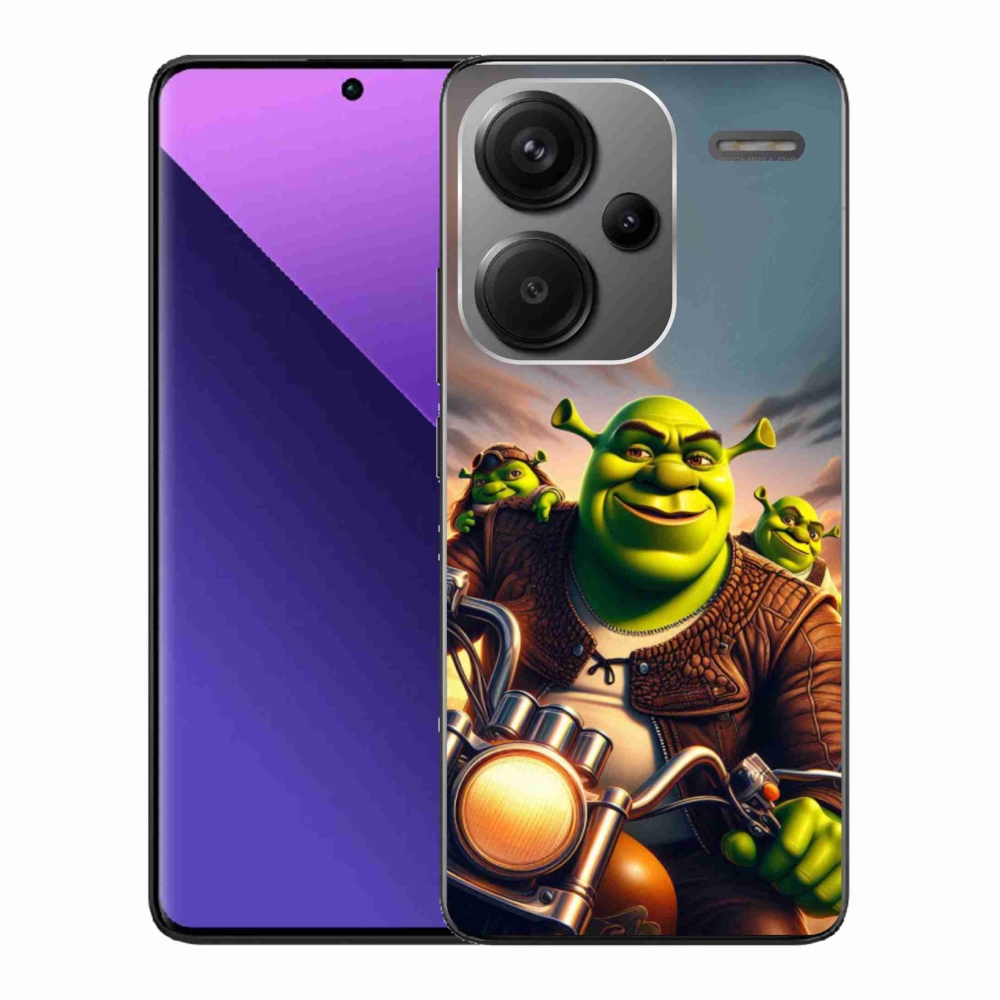 Zselés borítás mmCase a Xiaomi Redmi Note 13 Pro+ 5G számára - Shrek egy motorkerékpáron