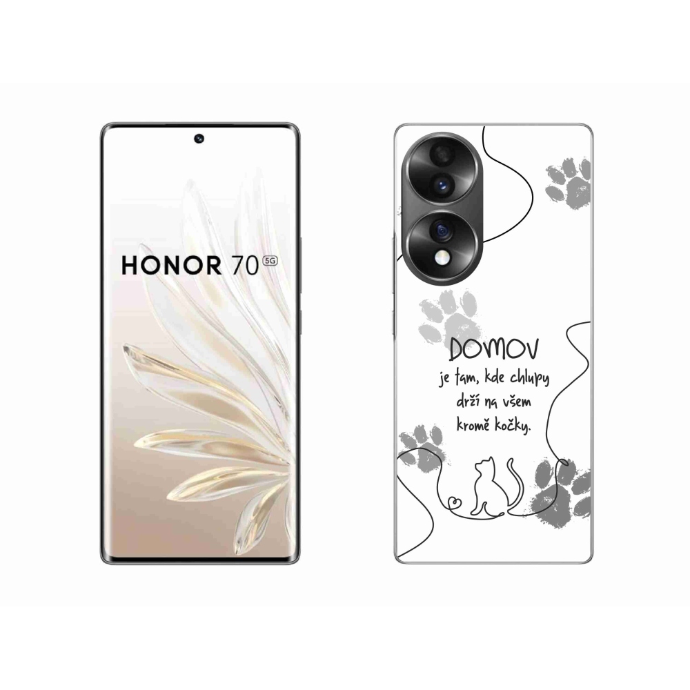 Zselés borító mmCase a Honor 70 készülékhez - macska motívum fehér háttérrel