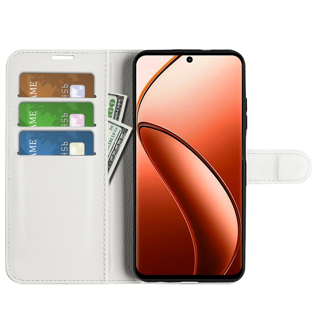 Litchi könyvtáska a Realme 12 Pro 5G/12 Pro+ 5G modellhez - fehér