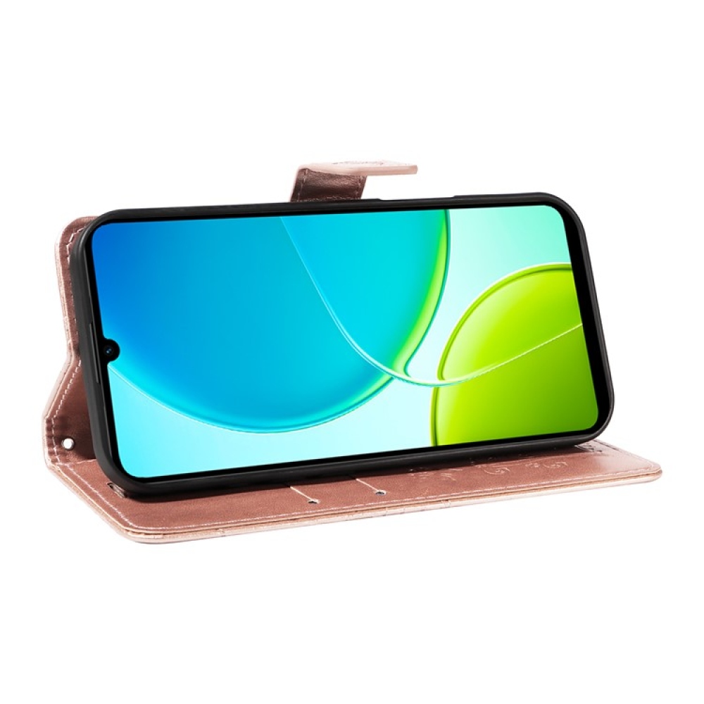 Nagy pillangó könyv tok a Vivo Y29s 5G-hez - rózsa arany