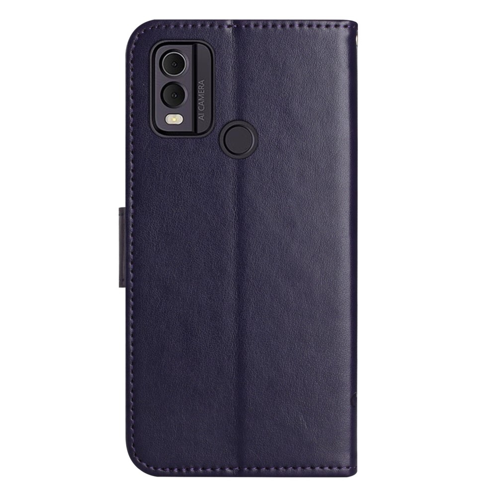 Virágos könyvtáska Nokia C22 készülékhez - sötétlila