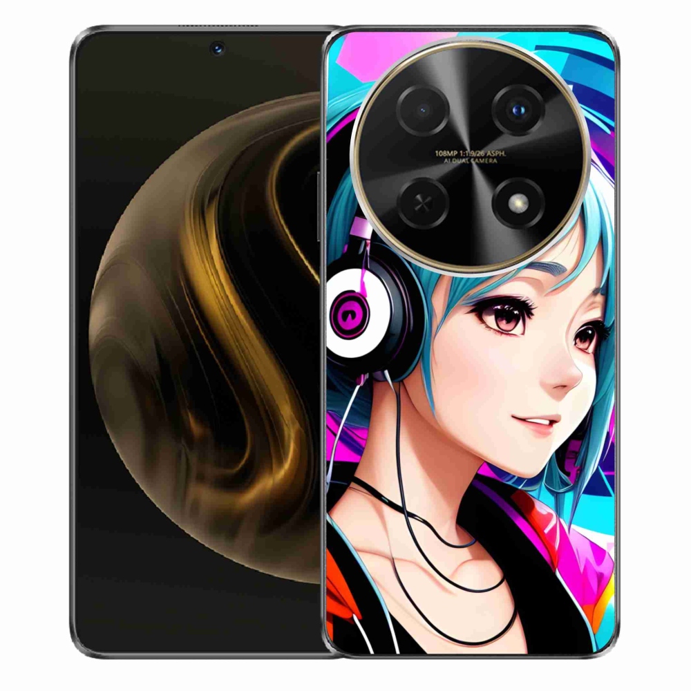 Gél borítás mmCase a Huawei Nova 12i - lány fejhallgatóval