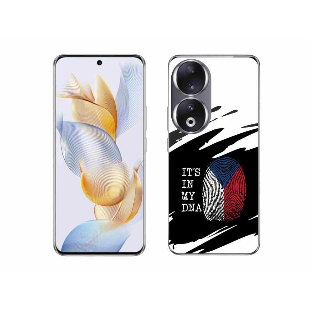Gél borító mmCase a Honor 90-hez - zászlós ujjlenyomat fekete és fehér háttérrel