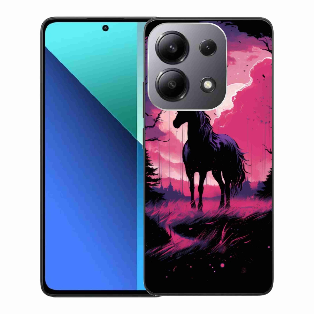 Gél borító mmCase a Xiaomi Redmi Note 13-hoz - fekete rajzfilm ló 1