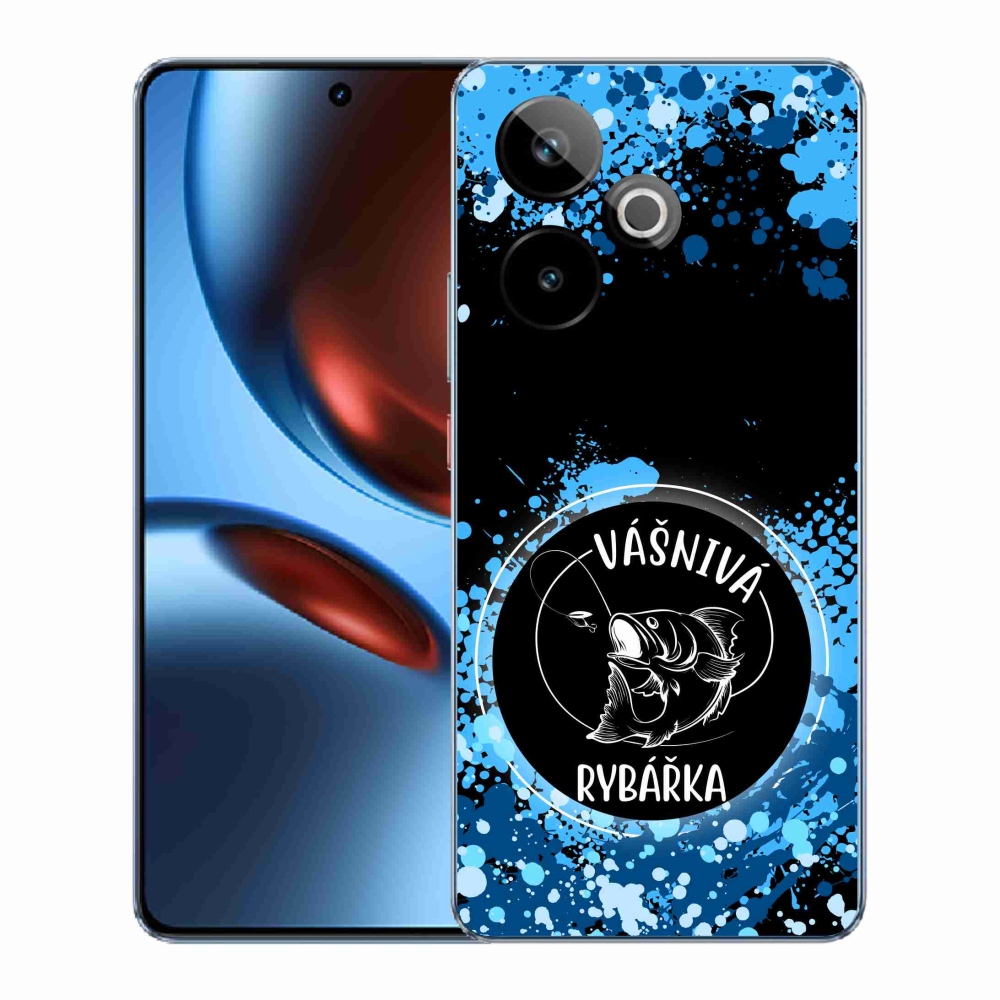 Rugalmas zselés tok mmCase a Realme GT 7 5G/GT 7T 5G képével - szenvedélyes halásznő fekete háttérrel