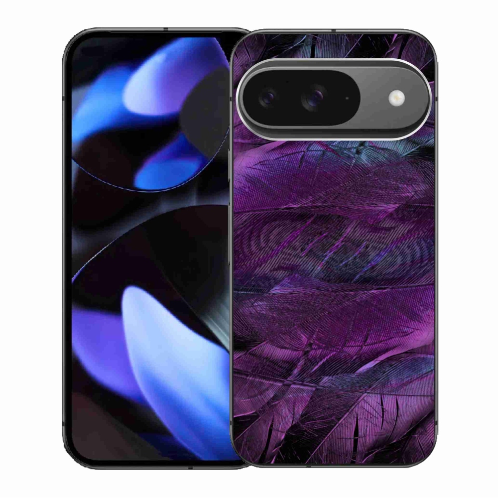 Zselés borítás mmCase a Google Pixel 9/9 Pro számára - lila tollak