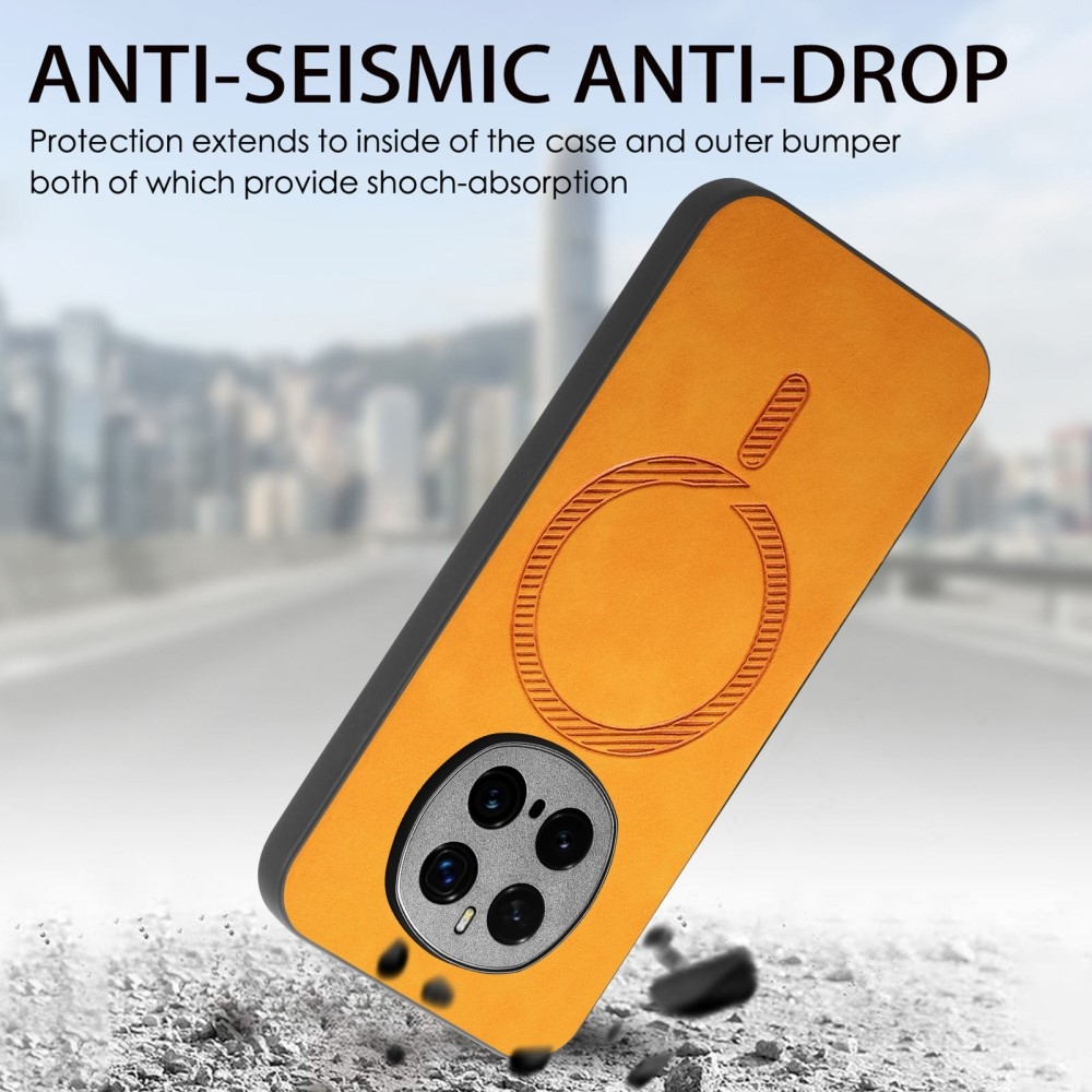 Skiny gél tok műbőrrel és MagSafe támogatással a Honor Magic 7 Pro 5G számára - Sárga