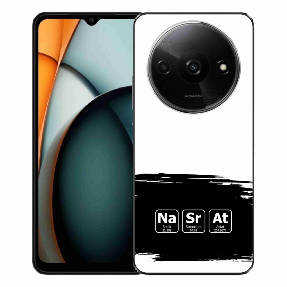 Gél borító mmCase a Xiaomi Redmi A3-on - kémiai elemek fekete és fehér háttérrel