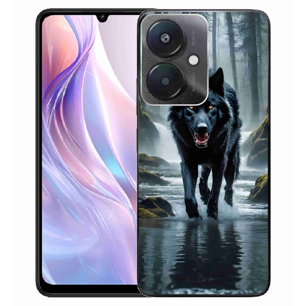 Gél borítás mmCase a Xiaomi Redmi 13C 5G-hez - fekete farkas