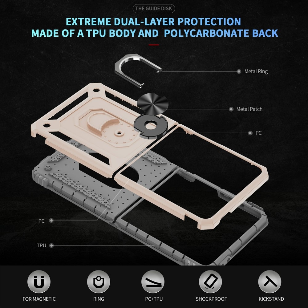 Gyűrűálló borítás Samsung Galaxy Z Flip7 5G készülékhez - bézs színű