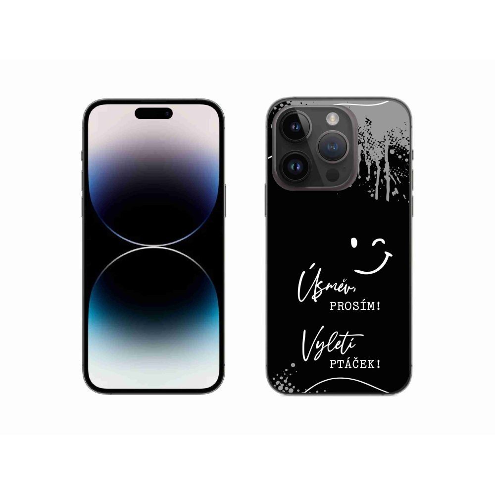 Gél borítás mmCase iPhone 14 Pro 6.1 készülékhez - vicces szöveg 4 fekete háttér