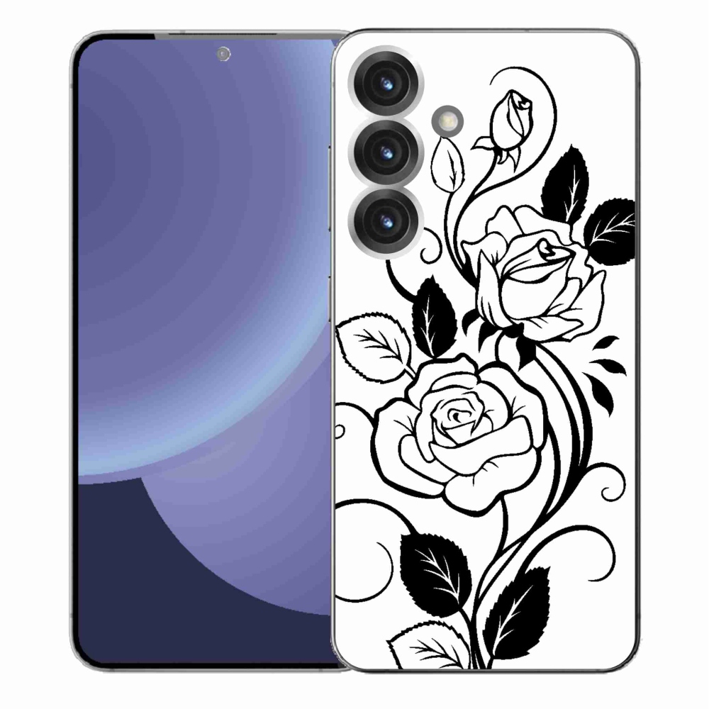 Zselés borítás mmCase Samsung Galaxy S25+ - fekete és fehér rózsa