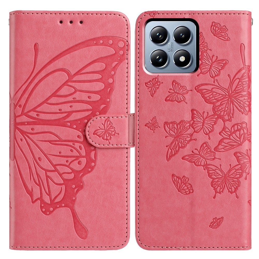 Virágos pillangó könyv tok Xiaomi 15T - rózsa