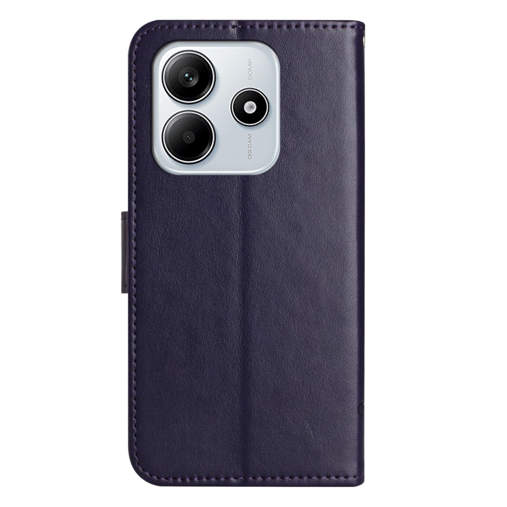 Virágos könyv tok Xiaomi Redmi Note 14 5G - sötét lila