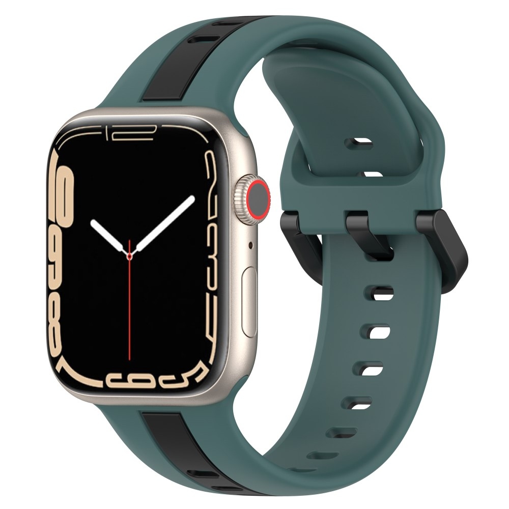 Szíj szilikon szíj Apple Watch Ultra/Ultra 2 49mm/SE/SE 2022/2023 44mm/9/8/7 45mm/6/5/4 44mm/3/2/1 42 mm-es Apple Watch Ultra/Ultra 2 órához - zöld/fekete színű