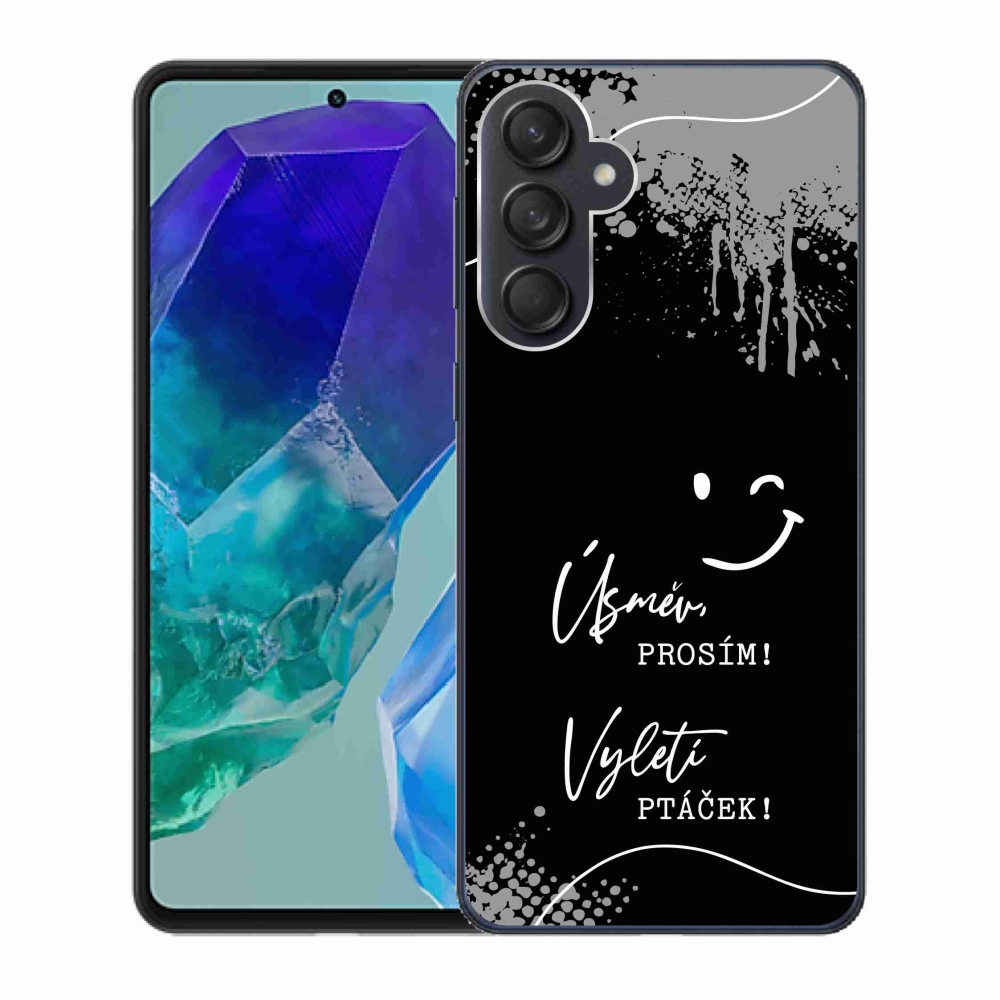 Gél borító mmCase Samsung Galaxy M55 5G - vicces szöveg 4 fekete háttérrel