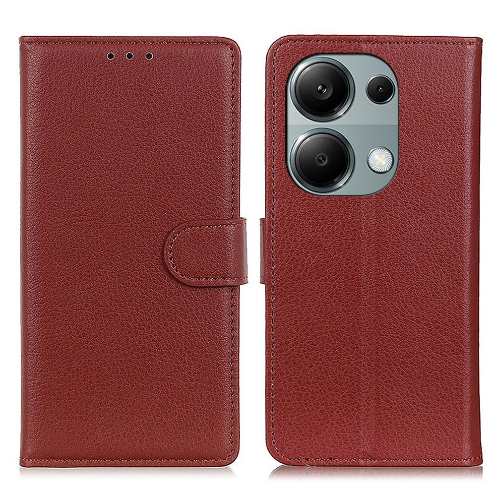 Litchie könyv tok Xiaomi Redmi Note 13 Pro 4G/Poco M6 Pro - barna színben