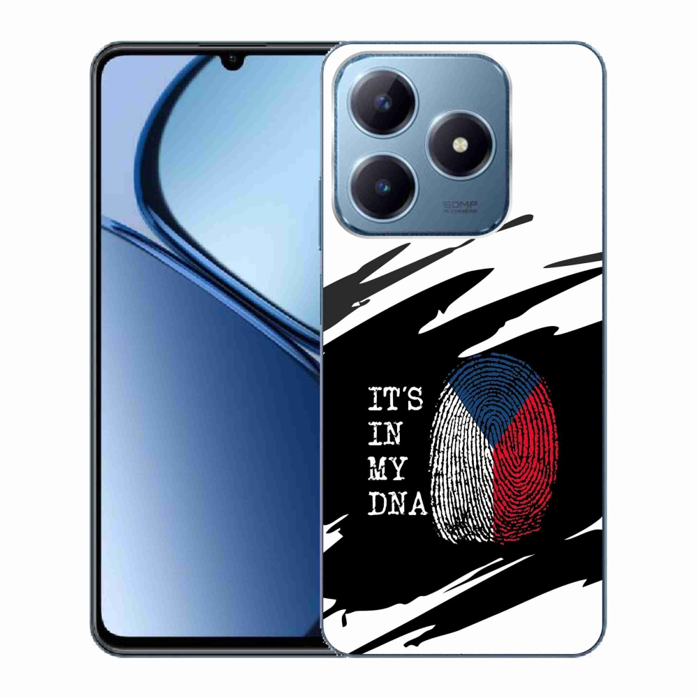 Gél borítás mmCase a Realme C63-on - zászlós ujjlenyomat fekete és fehér háttérrel