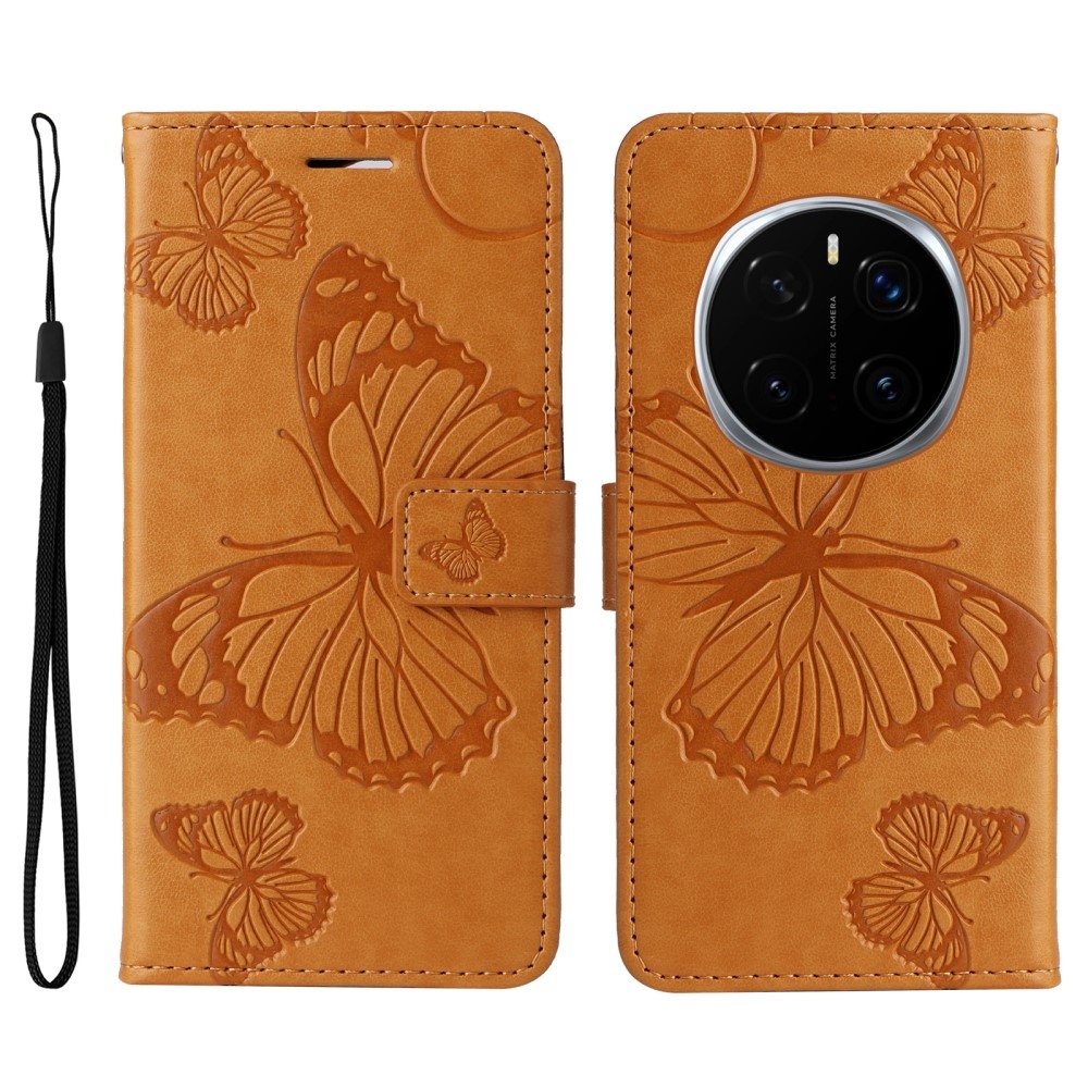 Nagy pillangó könyv tok a Honor Magic 7 Pro 5G számára - sárga