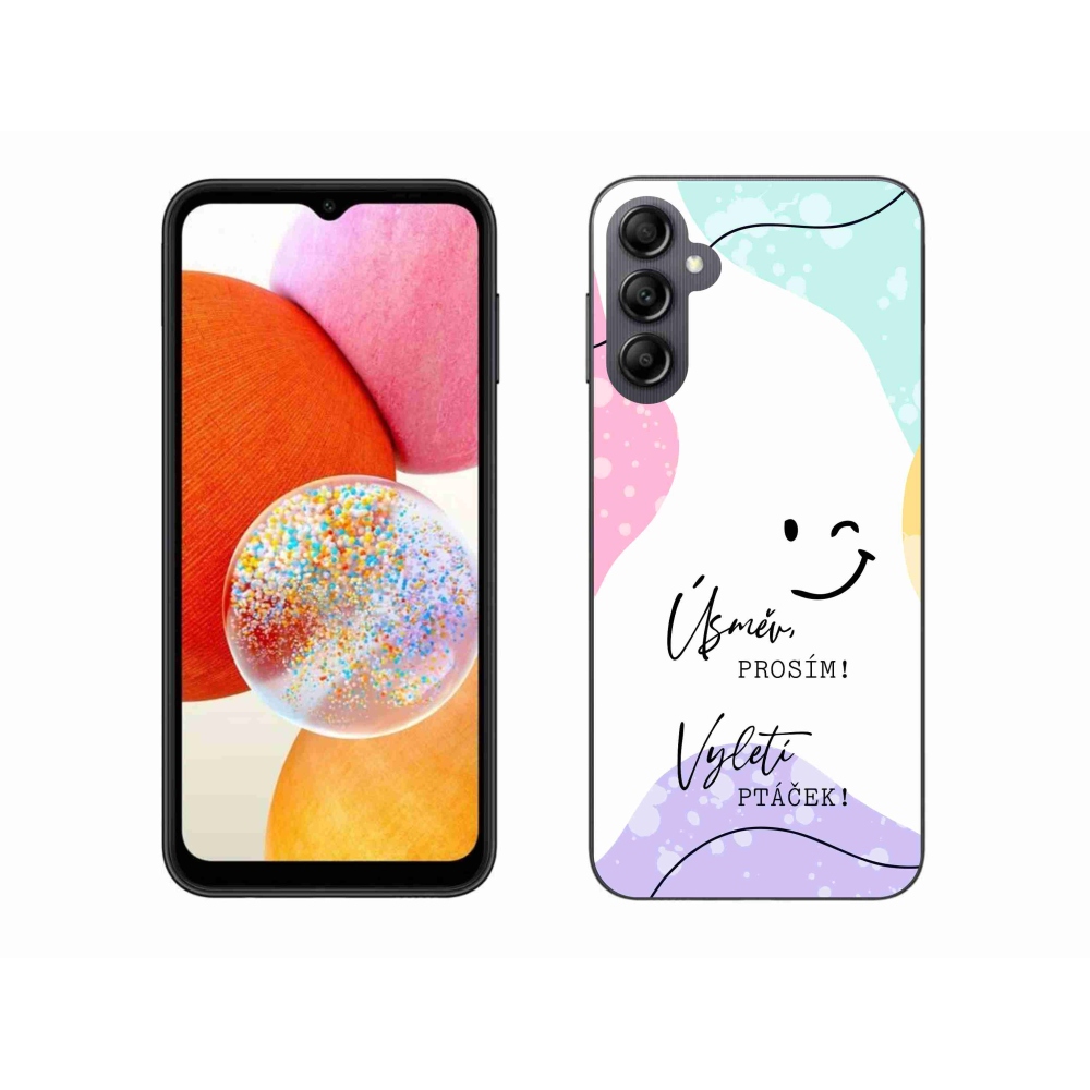 Gél borító mmCase Samsung Galaxy A14 4G/5G - vicces szöveg 4 fehér háttérrel