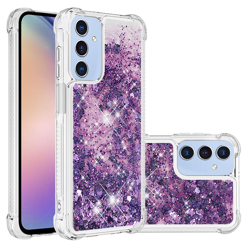 Glitter homokóra zselés tok Samsung Galaxy A26 5G - sötét lila/szív