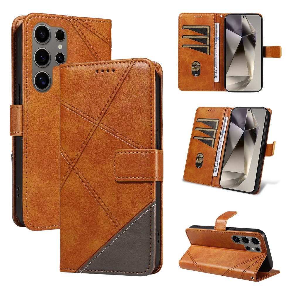 Vonalak könyv tok Samsung Galaxy S25 Ultra - sárga