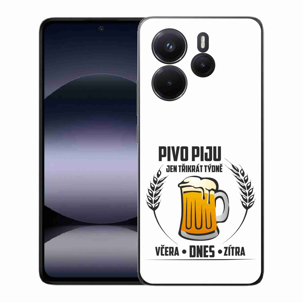 Gél borítás mmCase a Xiaomi Redmi Note 14-hez - sör motívum fehér háttérrel