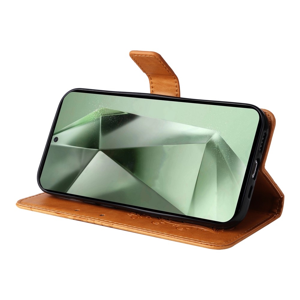 Nagy pillangó könyv tok Samsung Galaxy S24 FE készülékhez - sárga