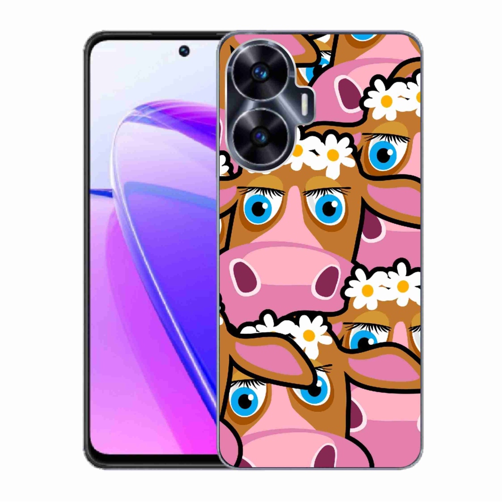 Zselés borítás mmCase a Realme C55 készülékhez - karikatúrás tehenek