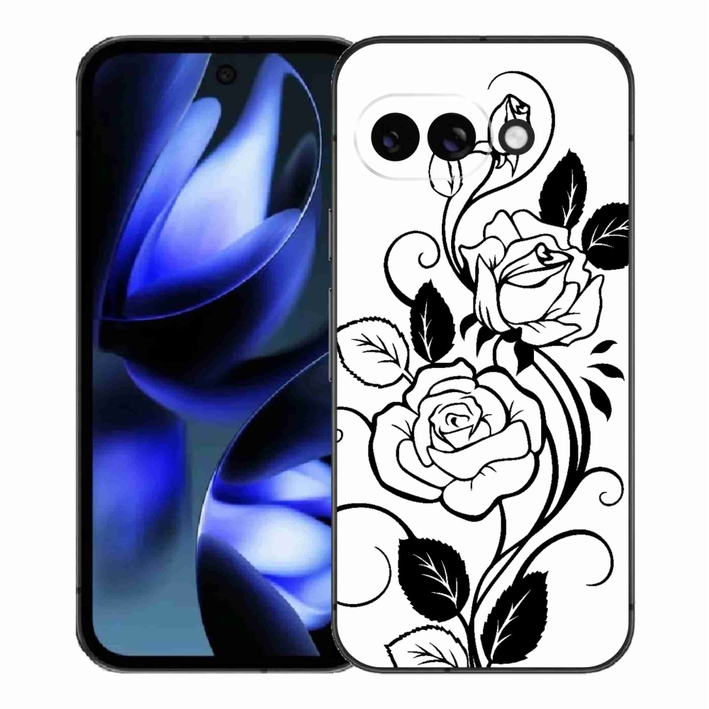 Zselés borítás mmCase a Google Pixel 9a számára - fekete és fehér rózsa