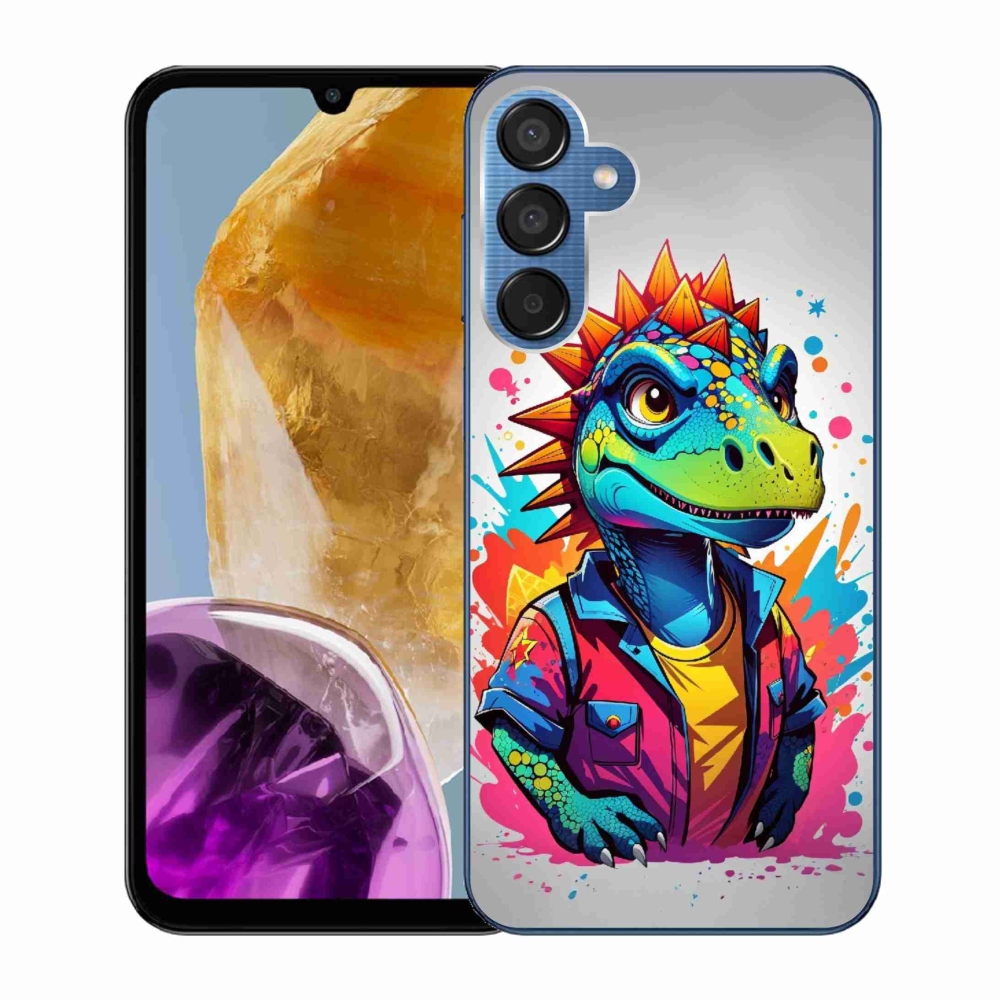 Zselés borítás mmCase Samsung Galaxy M15 5G - színes dinoszauruszhoz