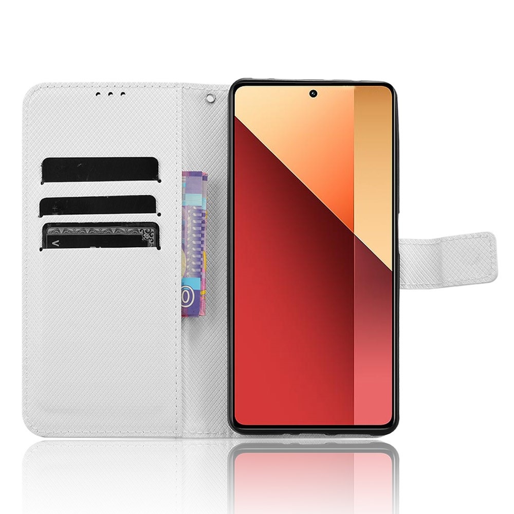 Gyémánt könyv tok Xiaomi Redmi Note 14S/Note 13 Pro 4G/Poco M6 Pro - fehér