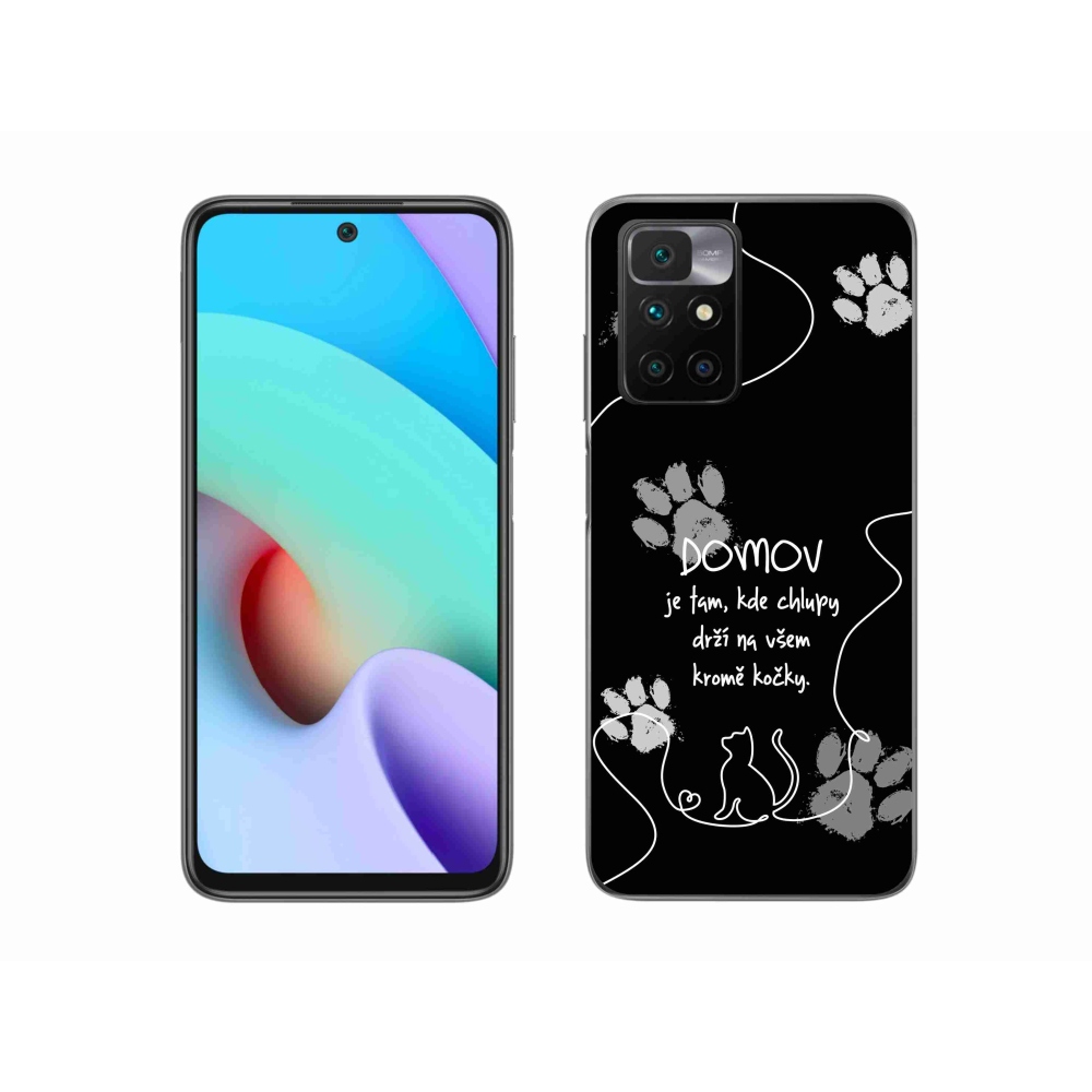 Gél borítás mmCase a Xiaomi Redmi 10/Redmi 10 (2022) - macska motívum fekete háttérrel